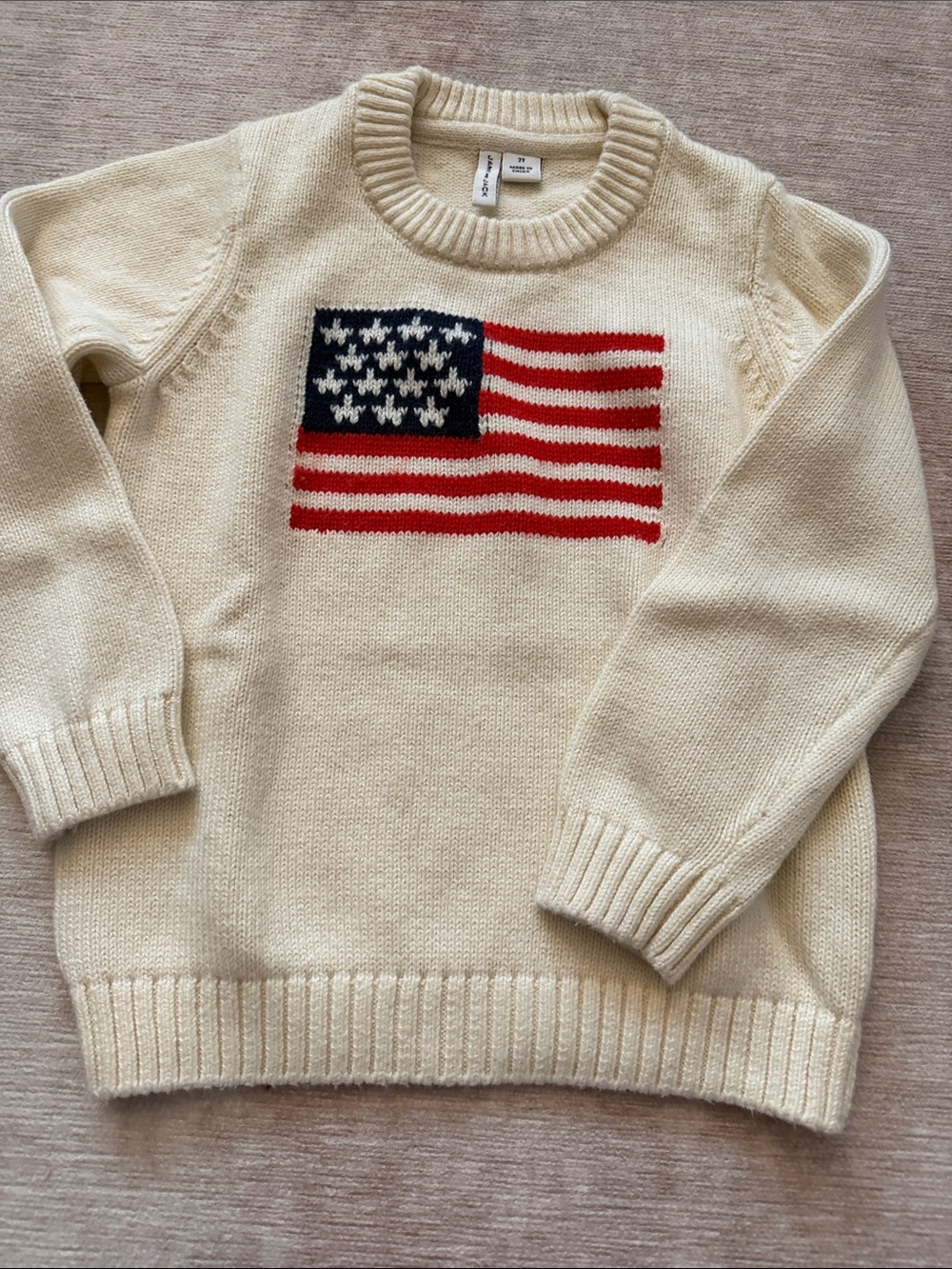 Janie and Jack Cream Sweater with Flag Motif 2T